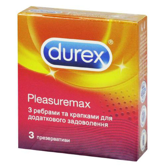 Презервативи Дюрекс (Durex) латексні з силіконовою змазкою Рleasuremax №3